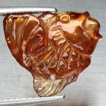 KG-022 Hand Carved Natural Spessartite Garnet crystal stone mineral in Fish Shape Statue